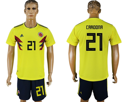 Colombia #21 Cardona Home Soccer Country Jersey